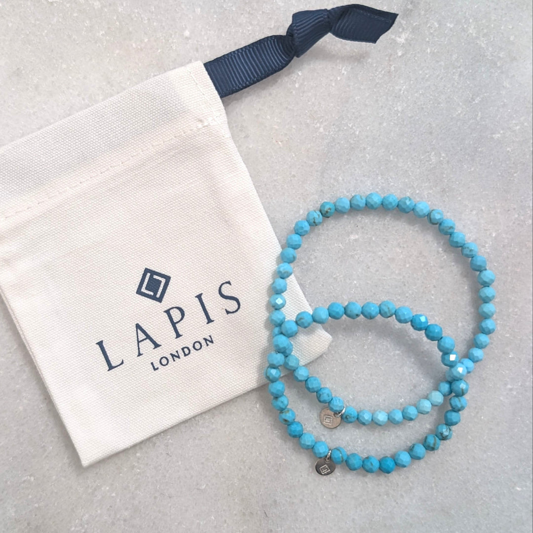 Turquoise "mummy and me" gemstone bracelet set 