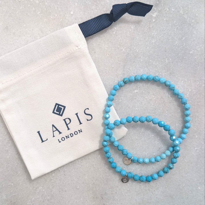 Turquoise "mummy and me" gemstone bracelet set 