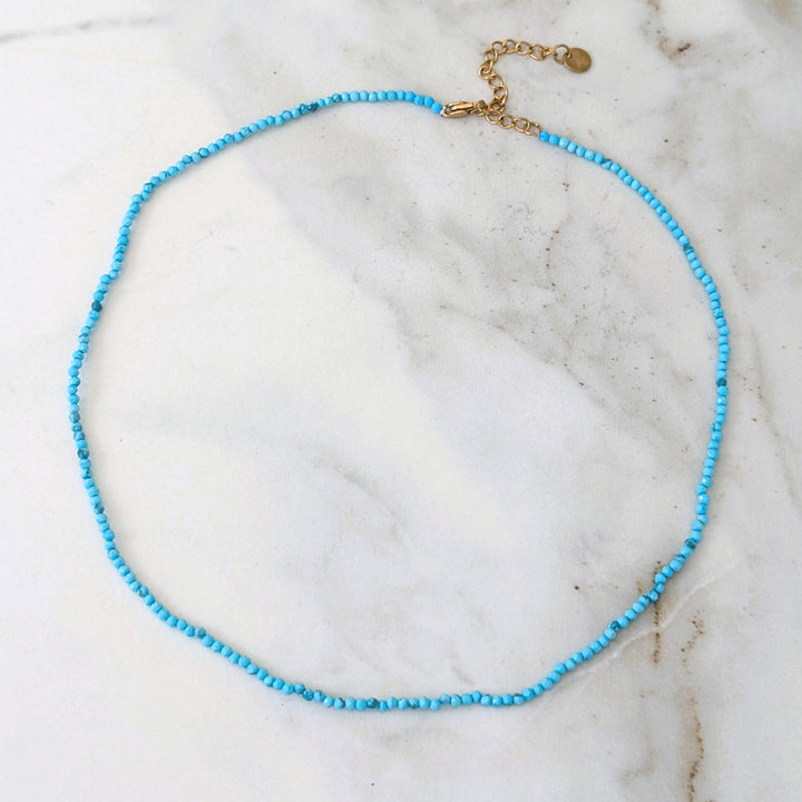 skinny turquoise gemstone beaded necklace 