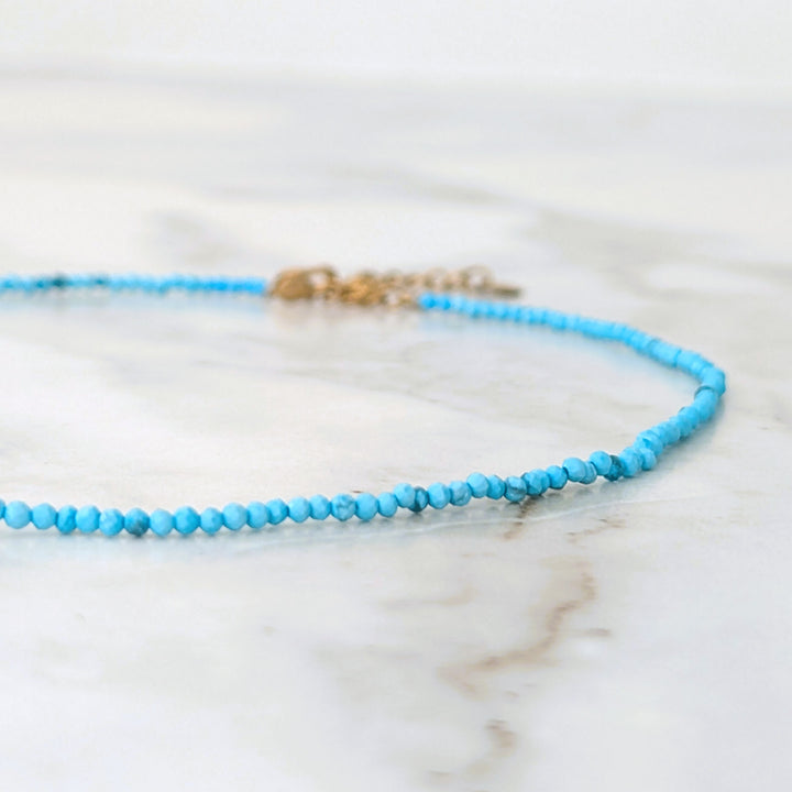 skinny turquoise gemstone beaded necklace 