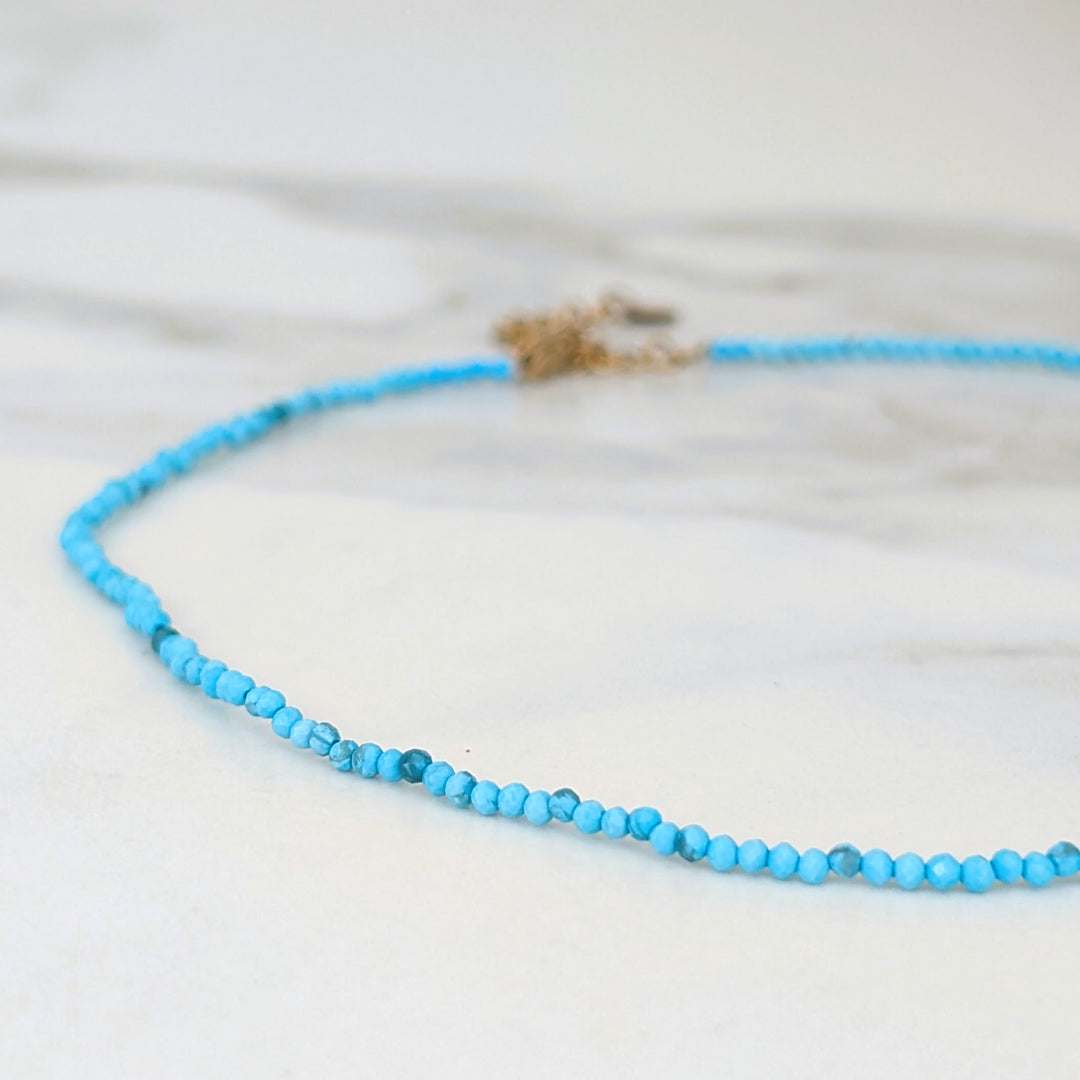 skinny turquoise gemstone beaded necklace 