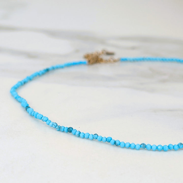 skinny turquoise gemstone beaded necklace 