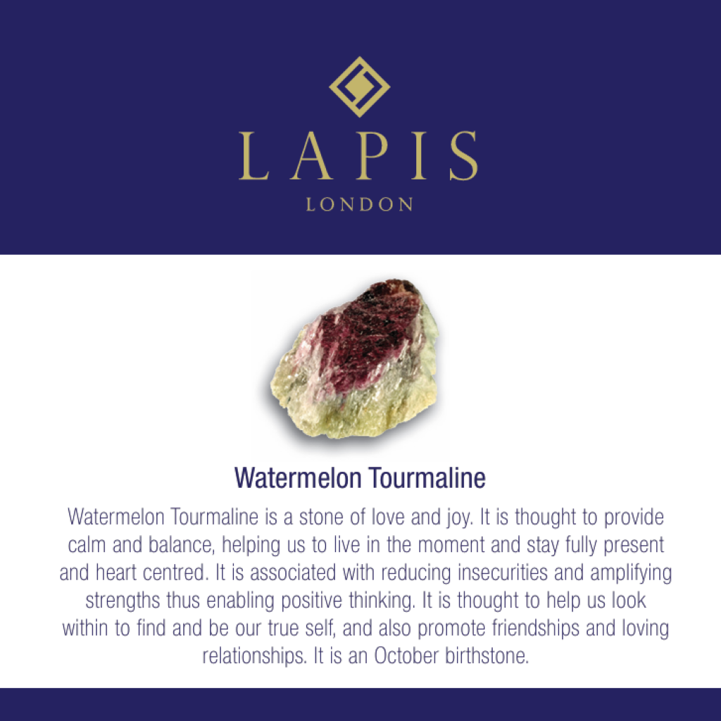 Lapis London watermelon tourmaline gemstone meaning card