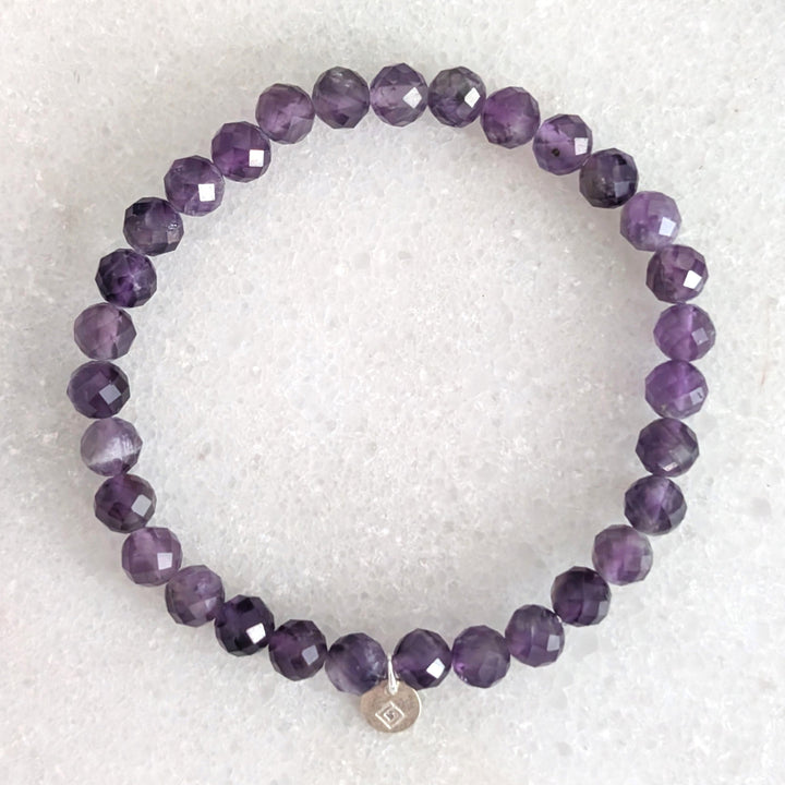 Purple amethyst 6mm beaded bracelet