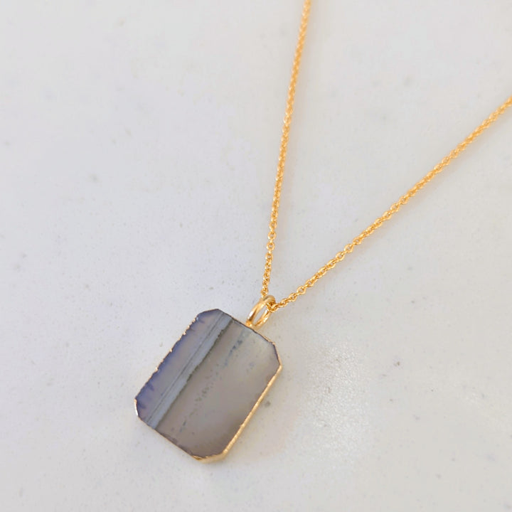 amethyst strata rectangular pendant necklace