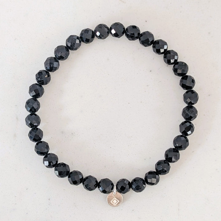 6mm bead black tourmaline gemstone bracelet 