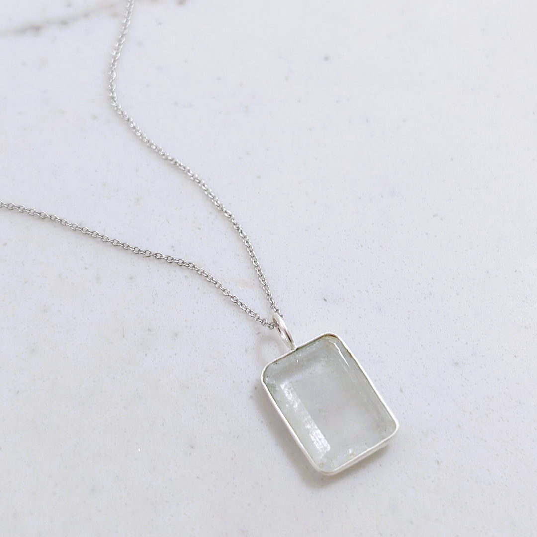 The Faceted Rectangle Blue Topaz Necklace