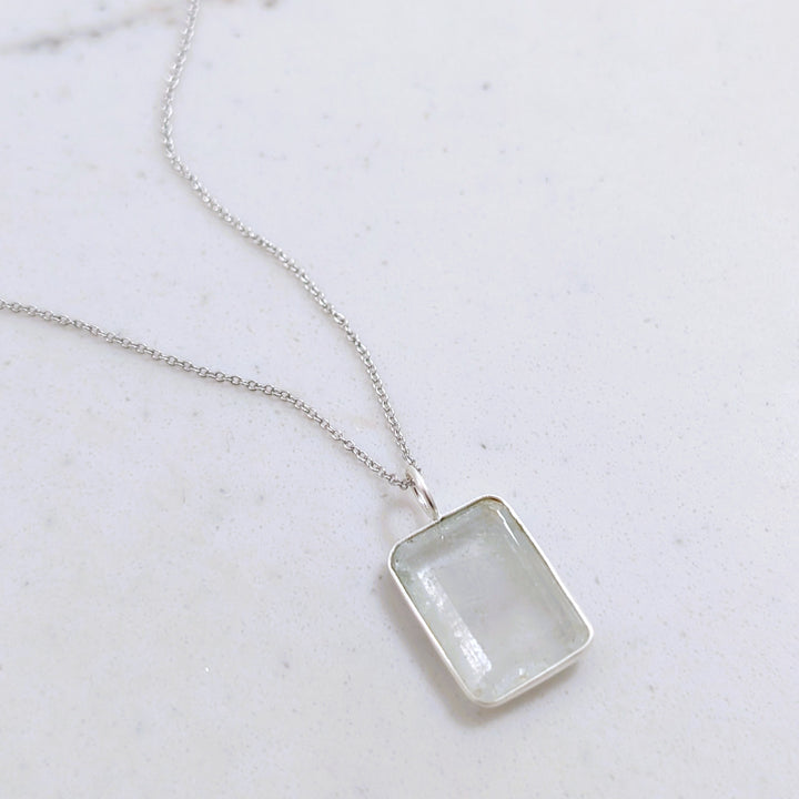 The Faceted Rectangle Blue Topaz Necklace