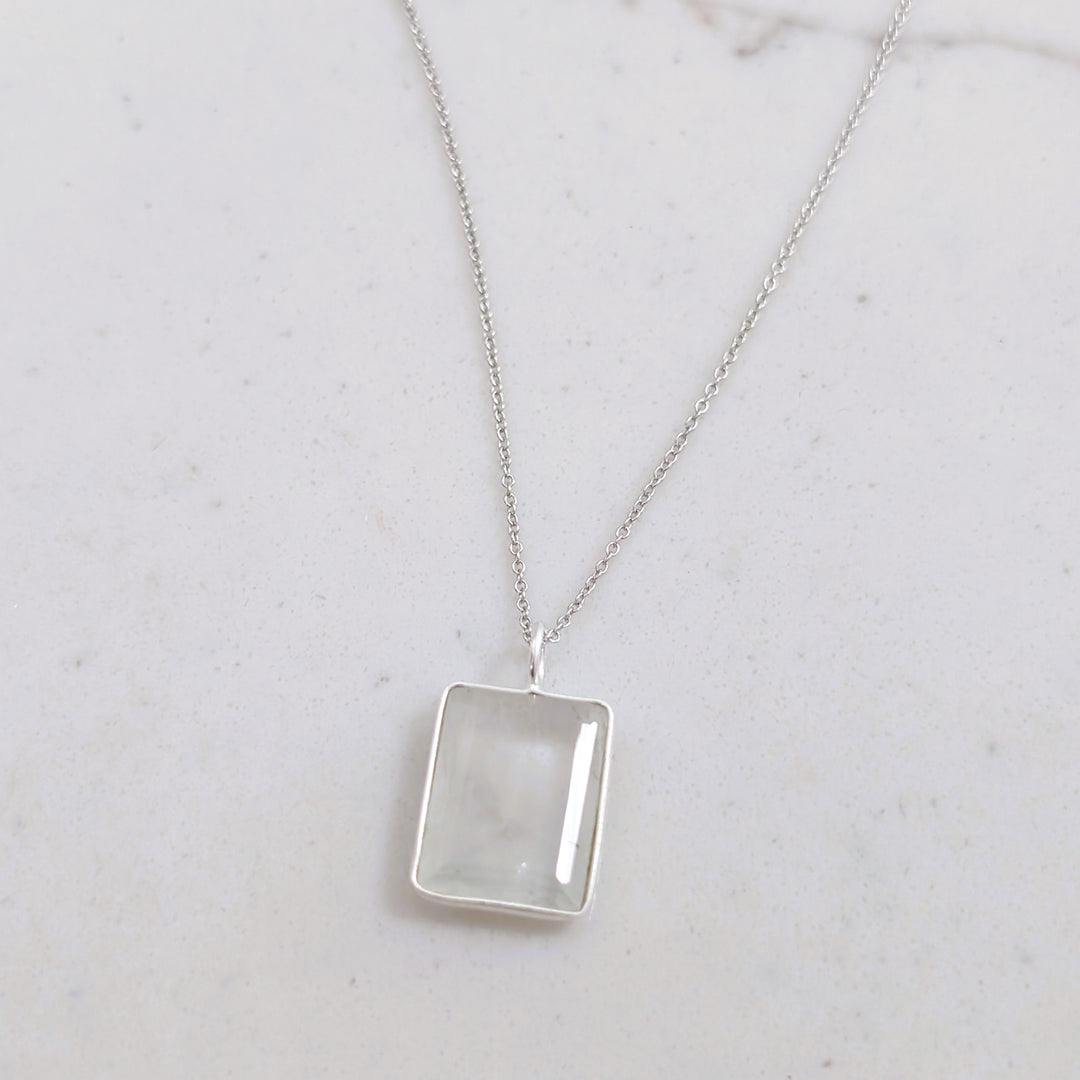 The Faceted Rectangle Blue Topaz Necklace