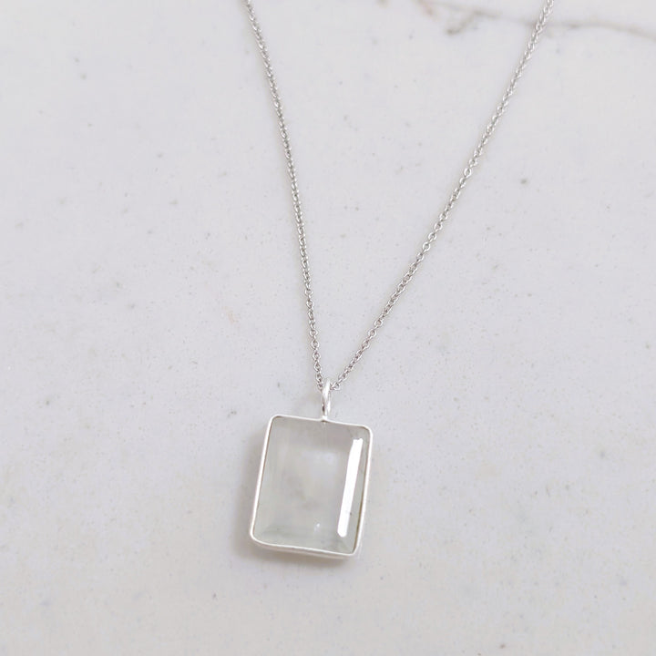 The Faceted Rectangle Blue Topaz Necklace