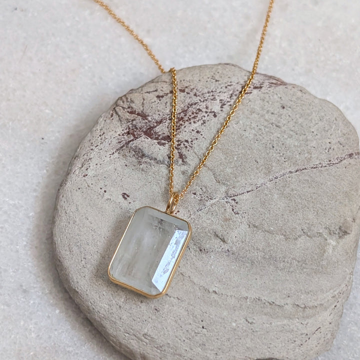 The Faceted Rectangle Blue Topaz Necklace