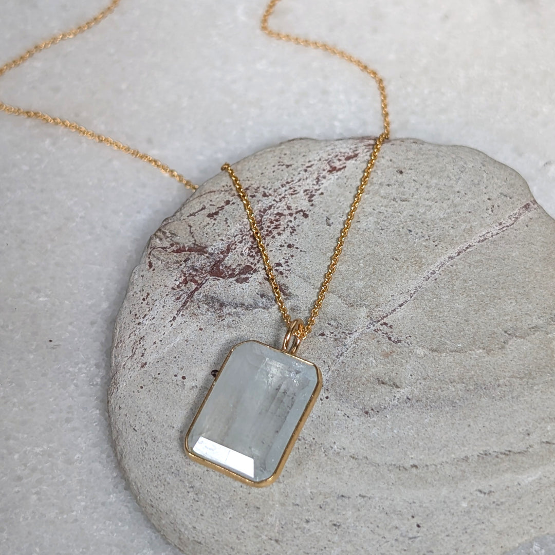 The Faceted Rectangle Blue Topaz Necklace