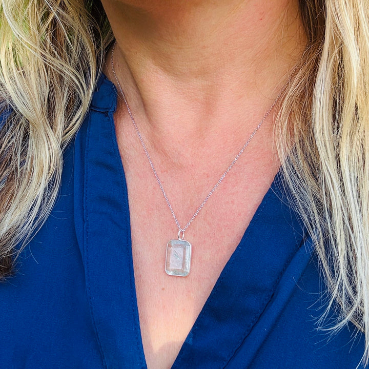 The Faceted Rectangle Blue Topaz Necklace