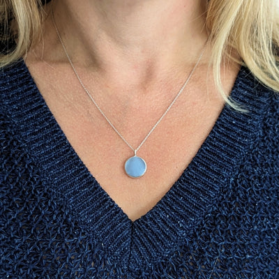 blue opal October birthstone necklace