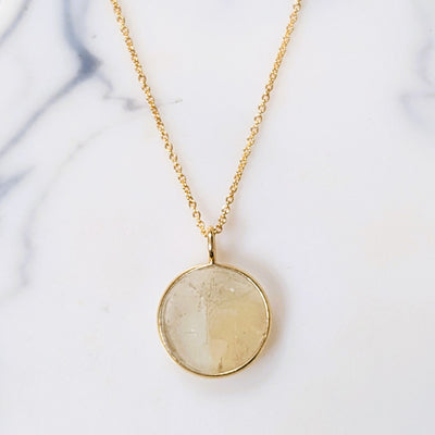 gold citrine November birthstone necklace