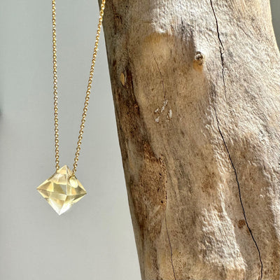Citrine Octahedron gold necklace - lapis london
