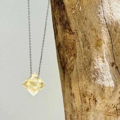 Citrine Octahedron silver necklace - lapis london