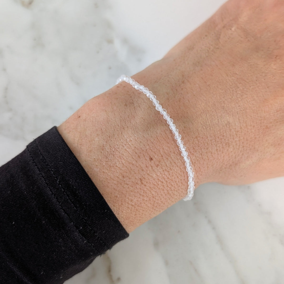 clear quartz 2mm gemstone bracelet 