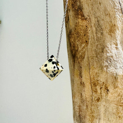 Dalmatian Jasper Octahedron silver necklace - lapis london