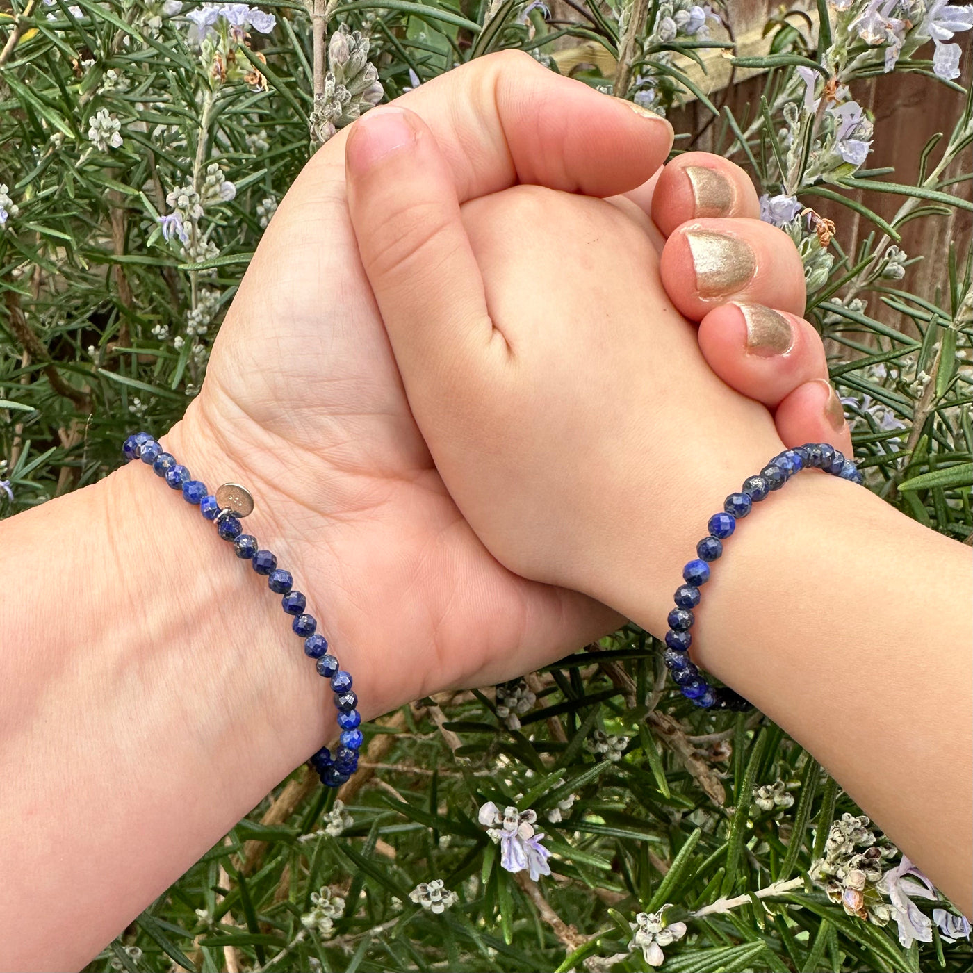 Mummy and Me Lapis Lazuli childrens gemstone bracelet set