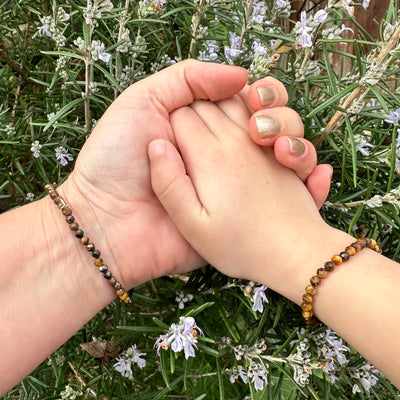 tiger's eye mummy ans me gemstone bracelet set