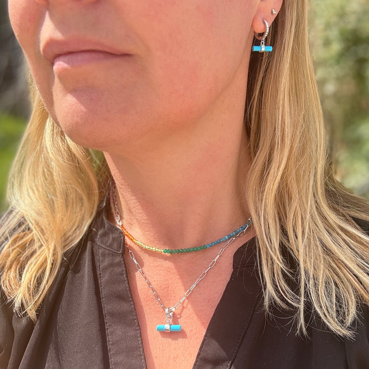 sterling silver turquoise t-bar necklace
