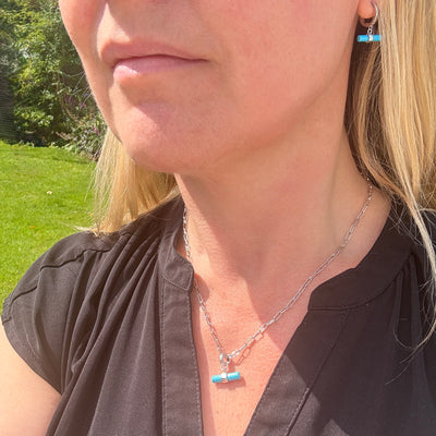sterling silver turquoise t-bar necklace