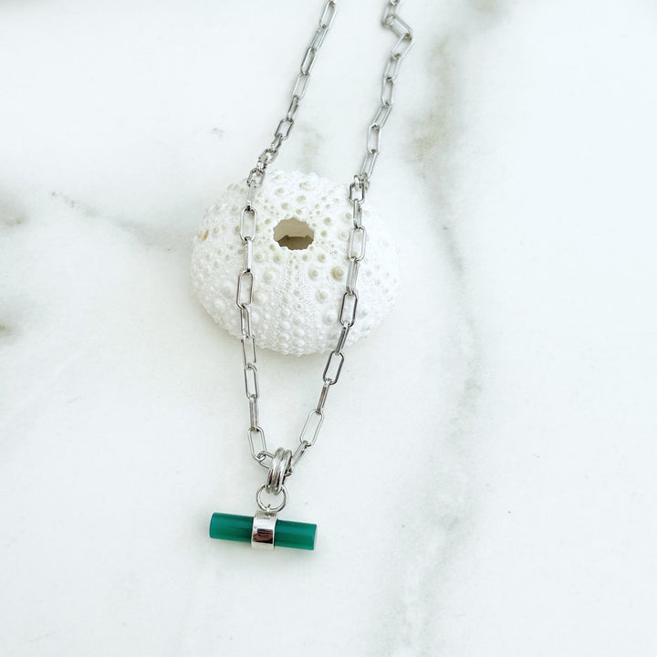 The T-Bar Green Onyx Necklace