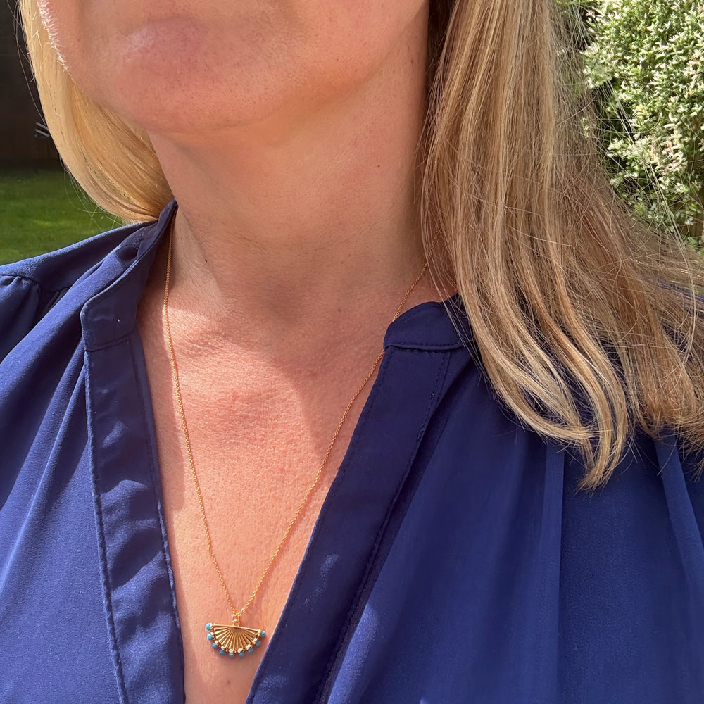 the fan turquoise pendant necklace