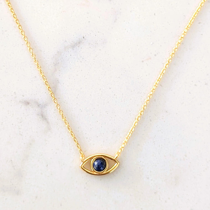 gold vermeil evil eye necklace