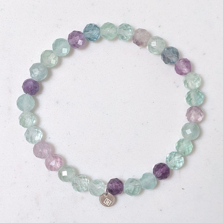 6mm beaded fluorite gemstone bracelet 