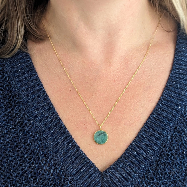gold emerald May birthstone pendant necklace