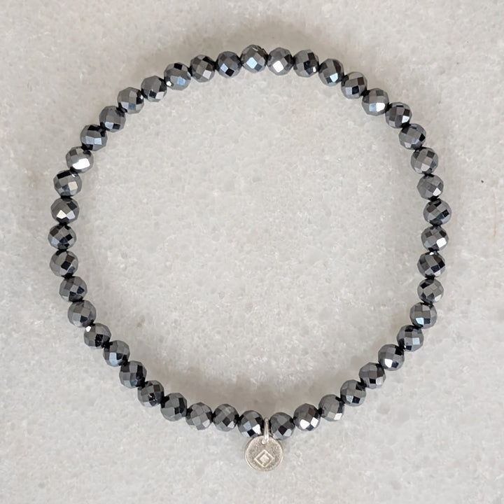 hematite 4mm beaded gemstone bracelet
