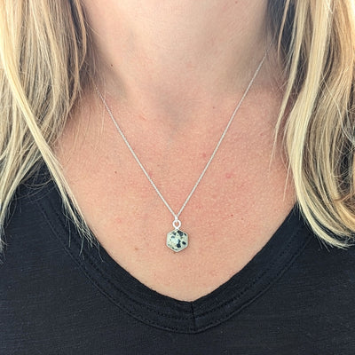 The Hexagon Dalmatian Jasper Gemstone Necklace