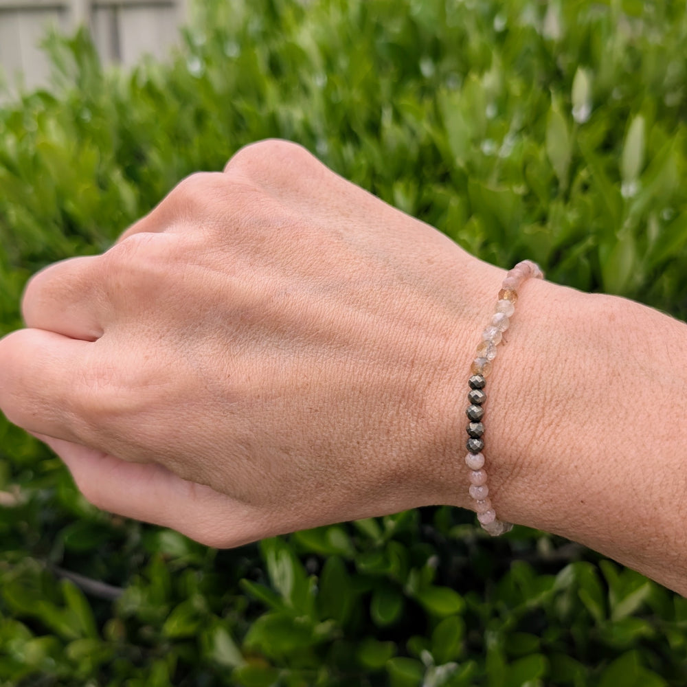citrine, pyrite and sunstone gemstone bracelet