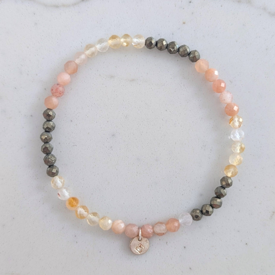 citrine, pyrite and sunstone gemstone bracelet 