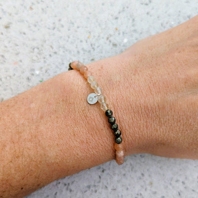 citrine, pyrite and sunstone gemstone bracelet