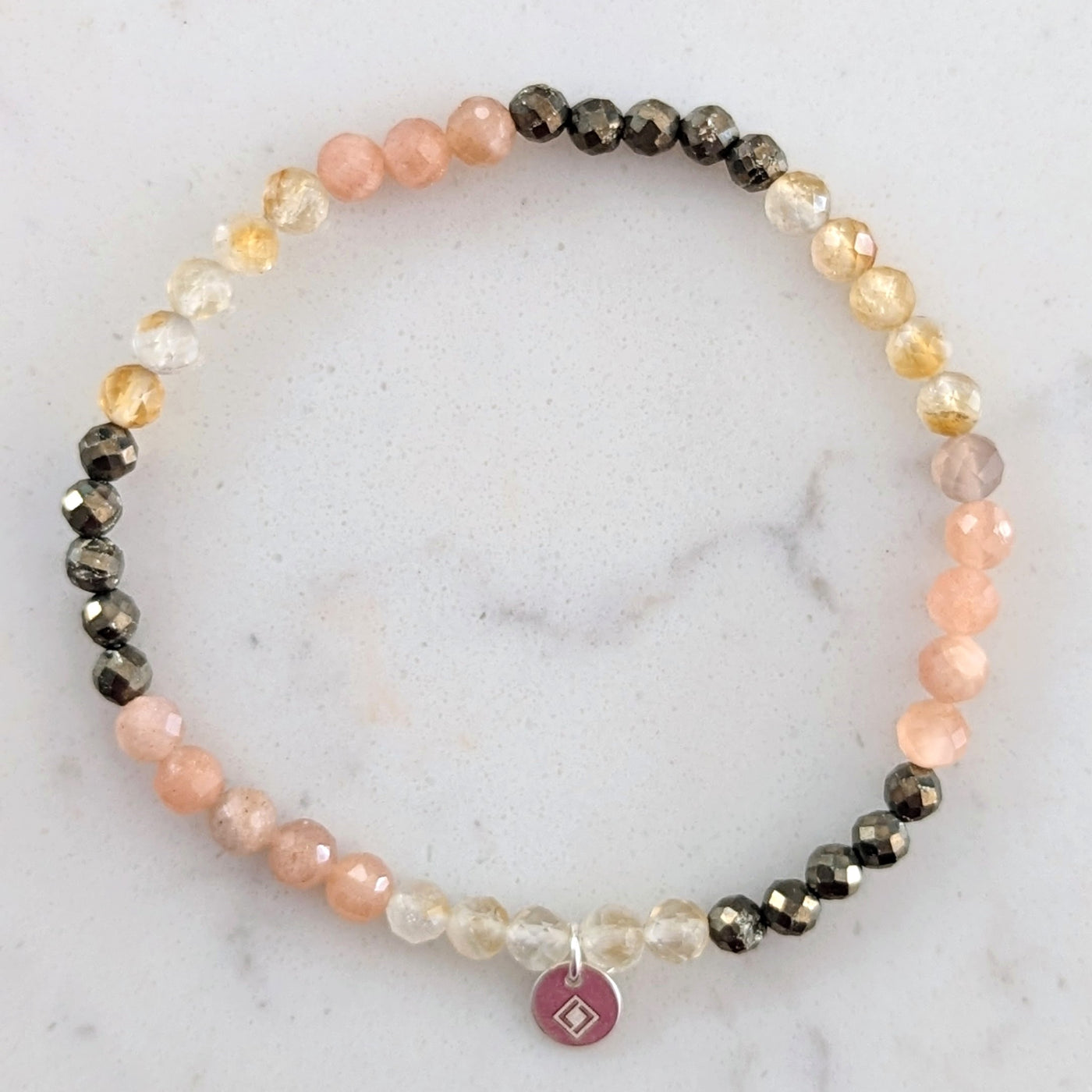 citrine, pyrite and sunstone gemstone bracelet