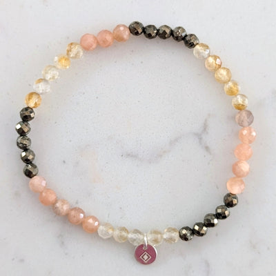 citrine, pyrite and sunstone gemstone bracelet