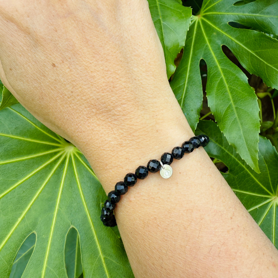 6mm bead black tourmaline gemstone bracelet 