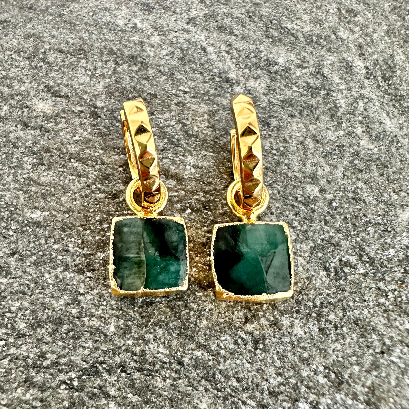 The Square Emerald gold hoop earrings