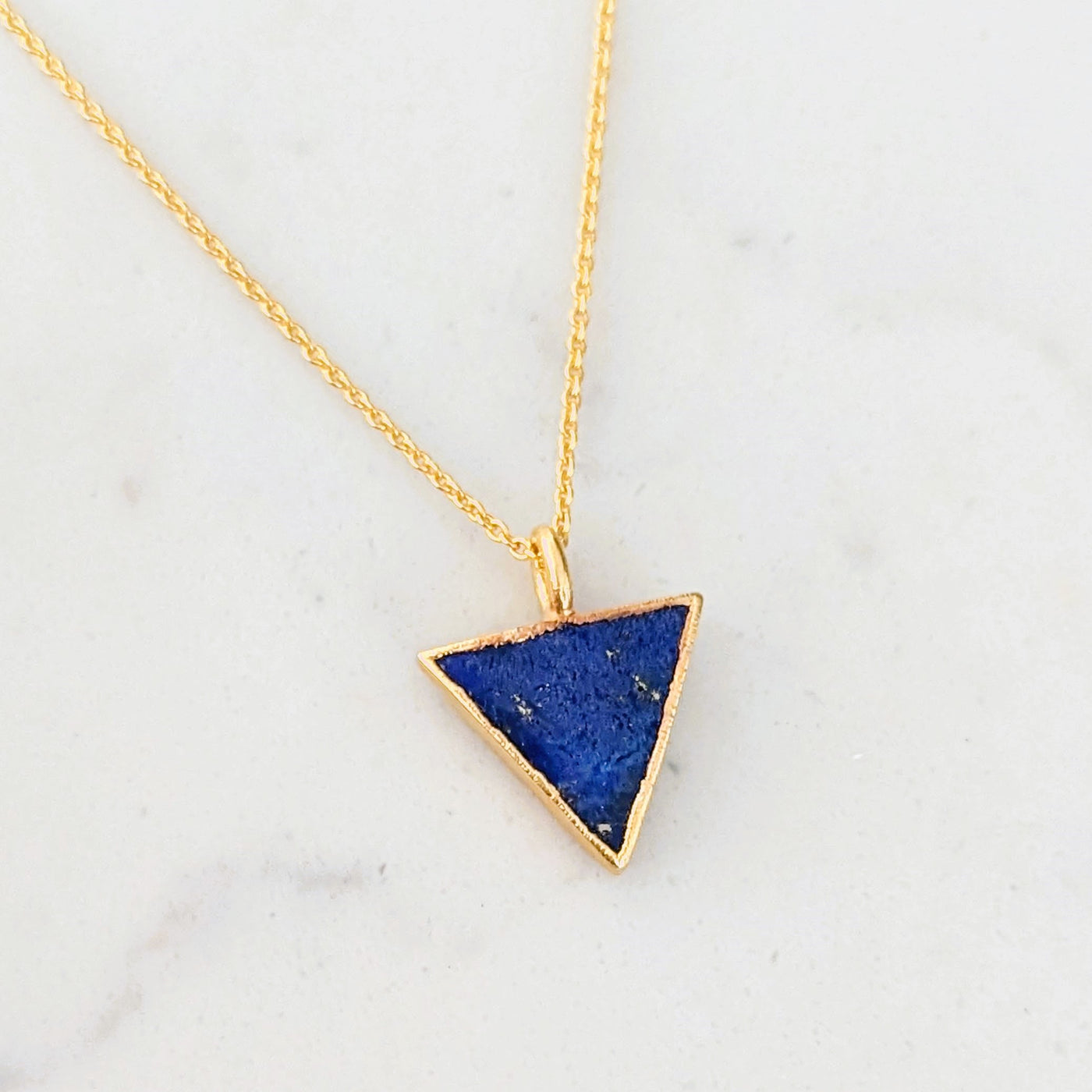 apis lazuli trianglular pendant necklace