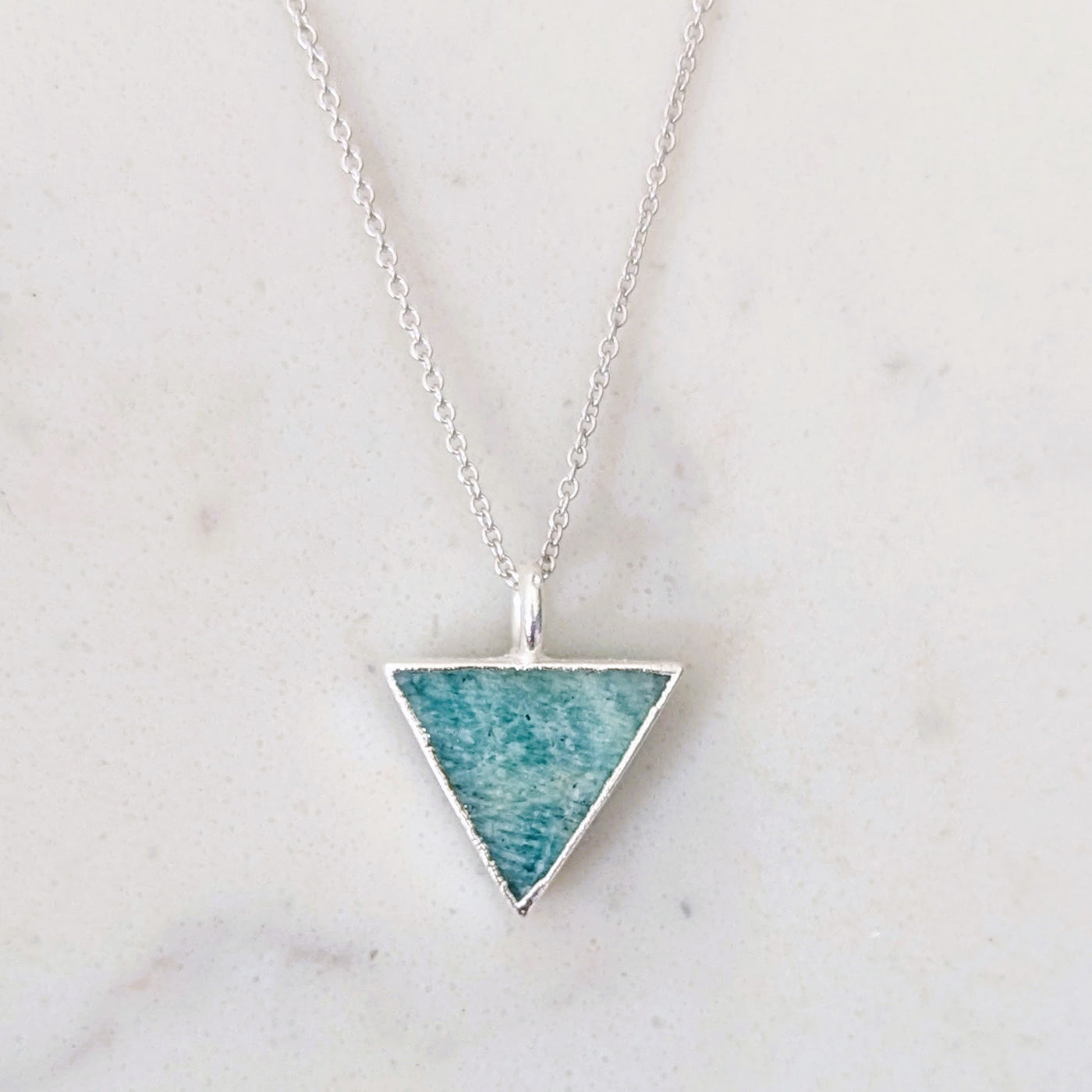 sterling silver amazonite triangular charm pendant necklace