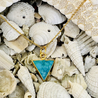 The Triangle Turquoise Necklace – Gold Plated