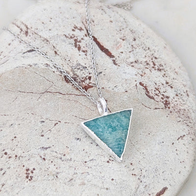 sterling silver amazonite triangular charm pendant necklace