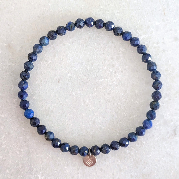 blue lapis lazuli 4mm faceted bead gemstone bracelet 