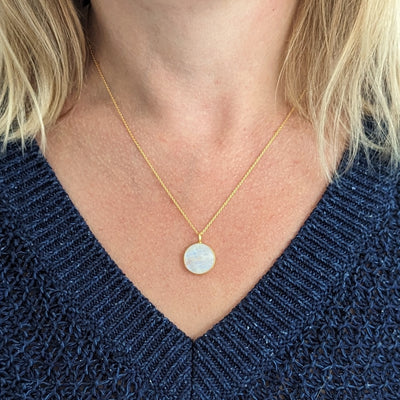 gold moonstone June birthstone pendant necklace