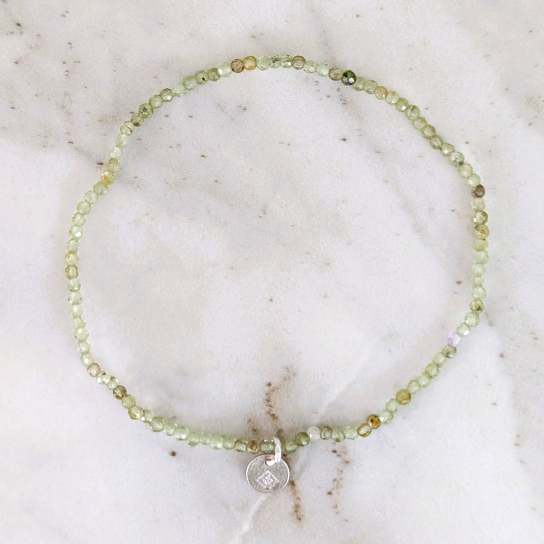 2mm faceted bead green peridot August birthstone gemstone bracelet 