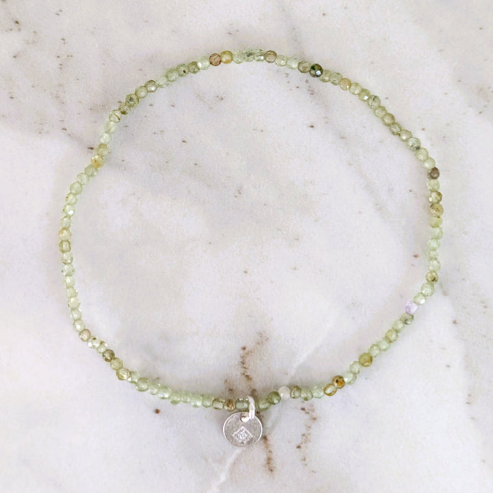 2mm faceted bead green peridot August birthstone gemstone bracelet 