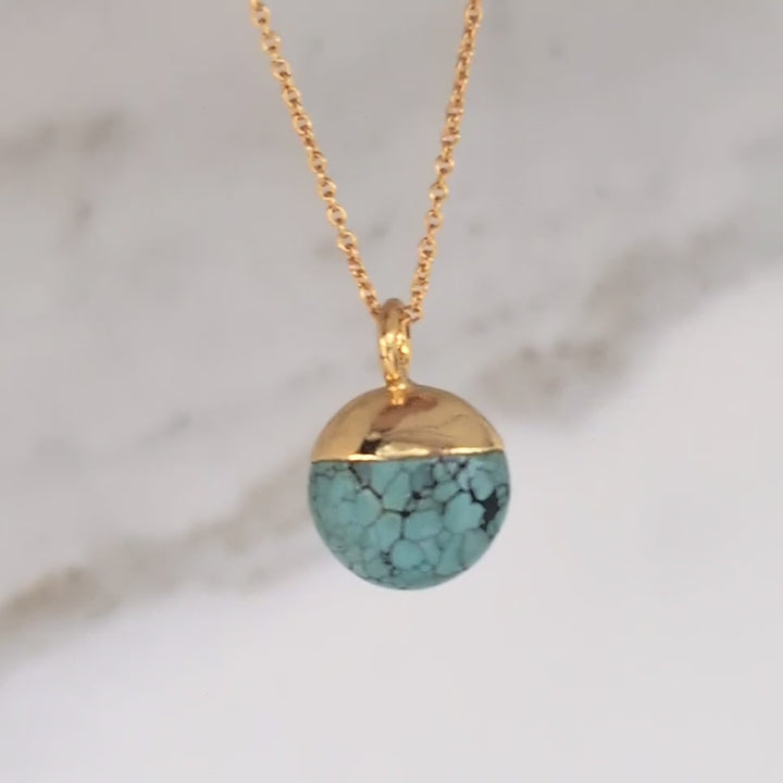 gold turquoise December birthstone pendant necklace 